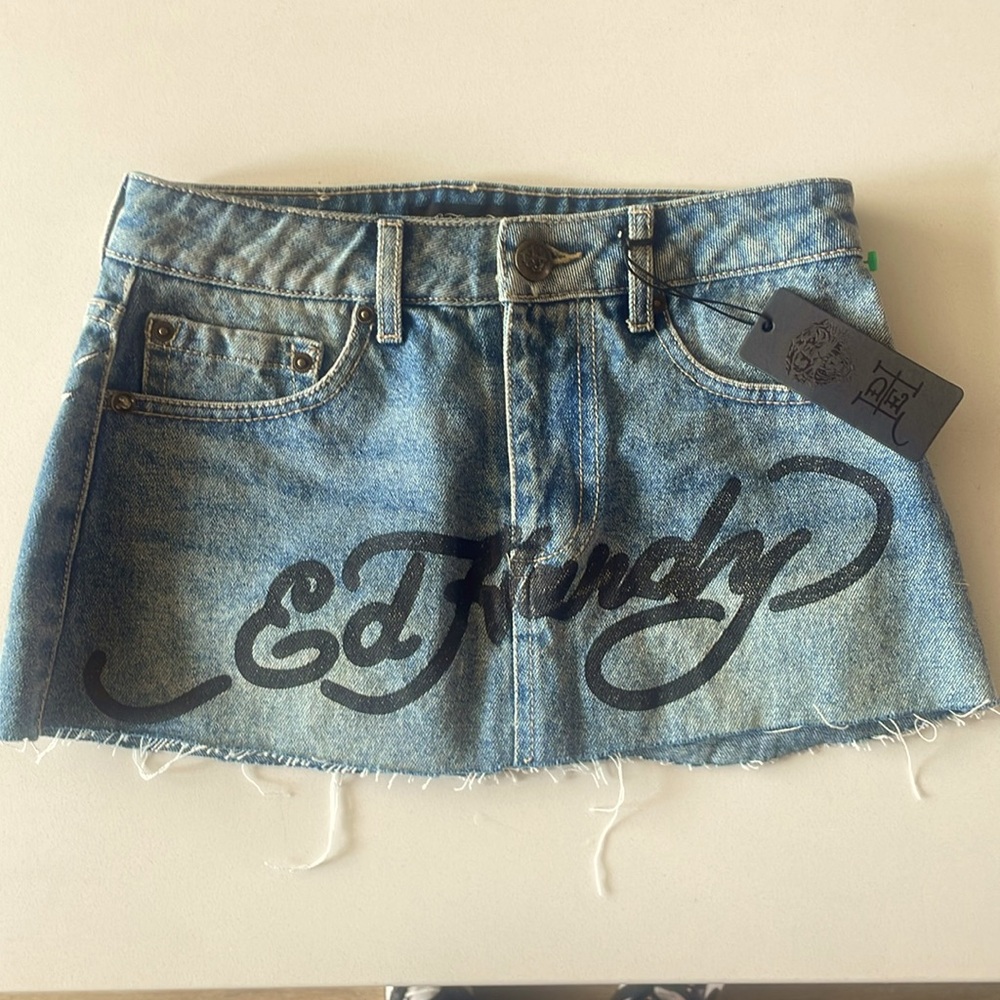 ED HARDY DENIM MINI SKIRT